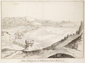 View of the Bridge at Avignon looking towards Villeneuve